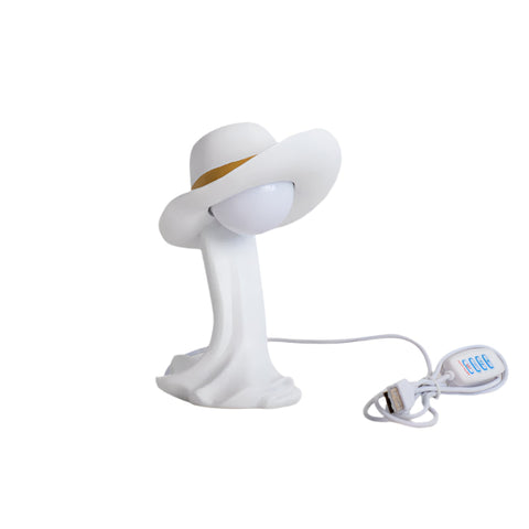 Elosung White Creative Cowboy Hat Usb Table Lamp For Office Decor Lamps
