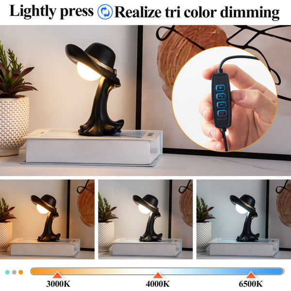 Elosung White Creative Cowboy Hat Usb Table Lamp For Office Decor Lamps