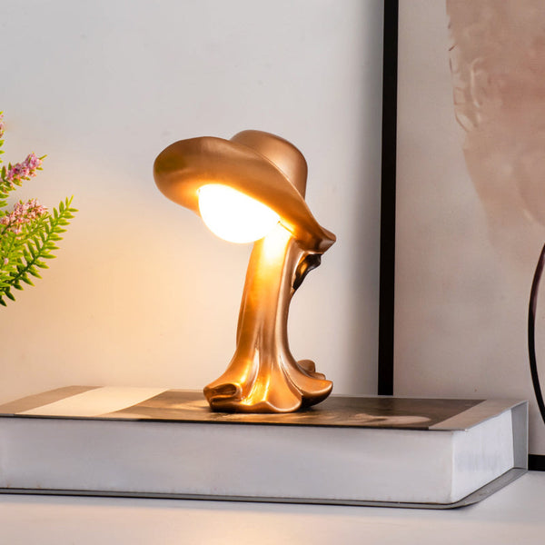 Elosung Gold Creative Cowboy Hat Usb Table Lamp For Home And Office Decor Lamps