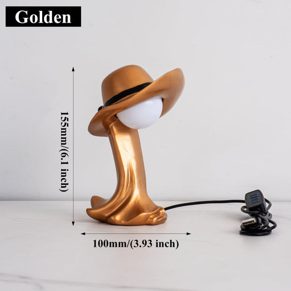 Gold Creative Cowboy Hat Usb Table Lamp For Home And Office Decor Lamps
