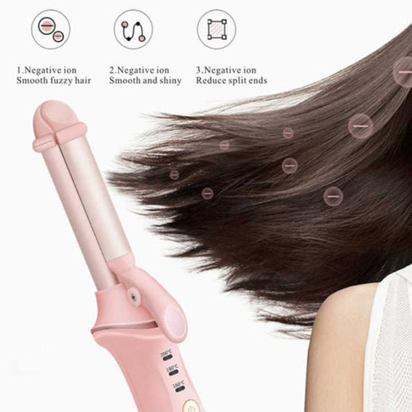 Elosung Pink Mini Cordless Hair Curler With Heat Settings Usb Charging Straightening & Curling Irons