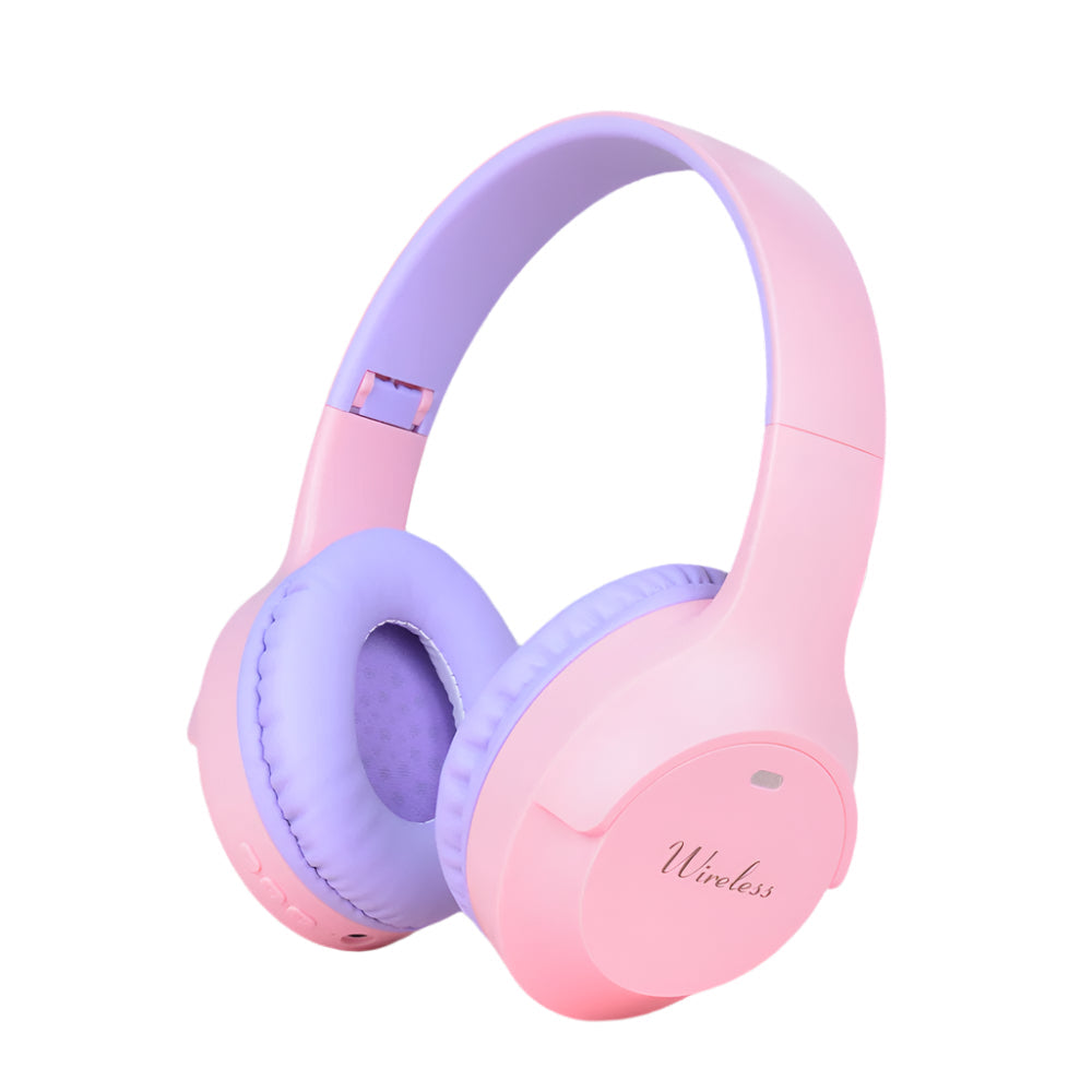 Elosung Pink Wireless Bluetooth With Hi Fi Bass Foldable Design Card Slot Headphones
