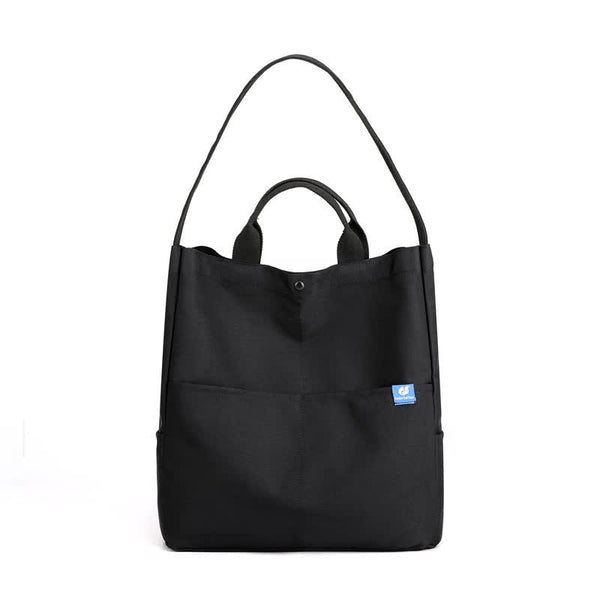 Elosung Black Minimalist Nylon Tote Bag With Adjustable Shoulder Strap Large Capacity Women's Bags & Handbags