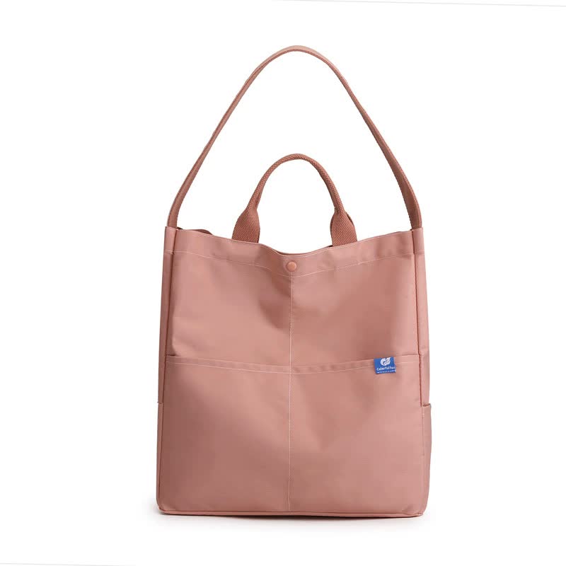 Elosung Pink Minimalist Nylon Tote Bag With Shoulder Strap Large Capacity Women's Bags & Handbags
