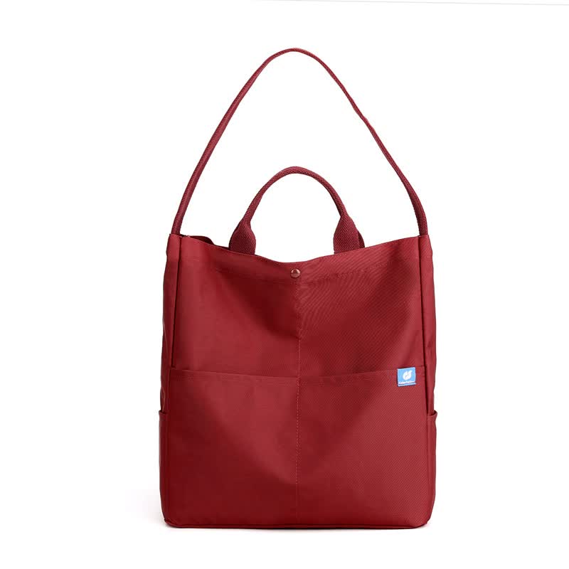 Elosung Red Minimalist Nylon Tote Bag With Shoulder Strap Large Capacity Women's Bags & Handbags