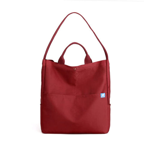 Elosung Red Minimalist Nylon Tote Bag With Shoulder Strap Large Capacity Women's Bags & Handbags