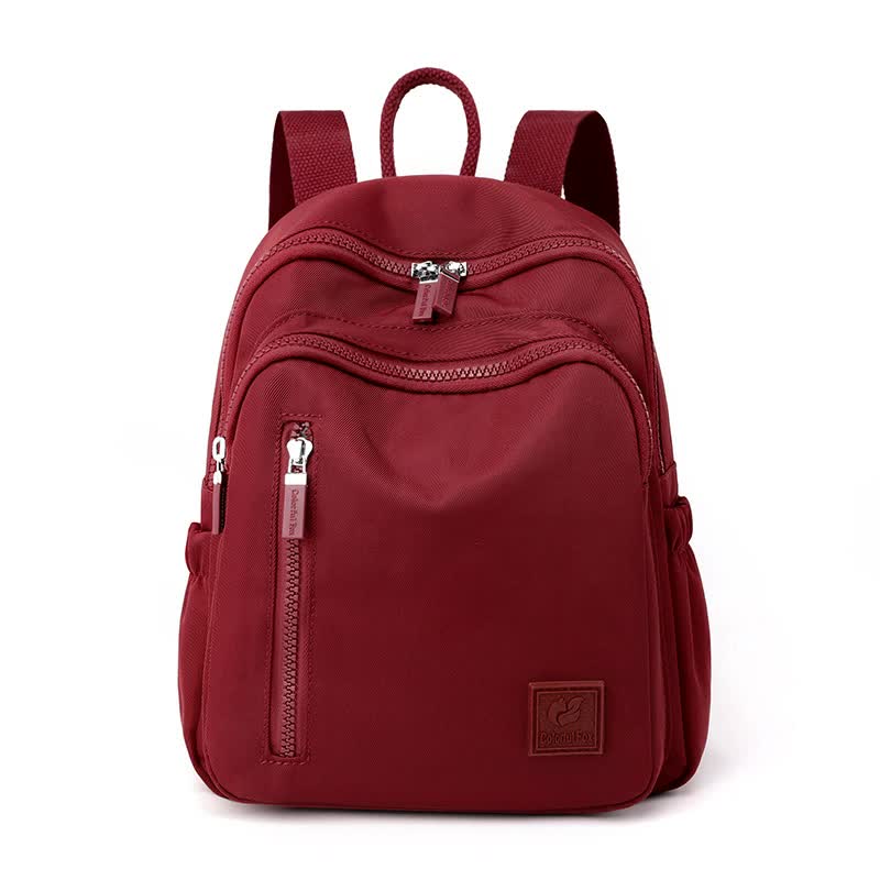 Elosung Red Mini Nylon Multi Compartment Backpack Lightweight Stylish Everyday Bag Women's Bags & Handbags