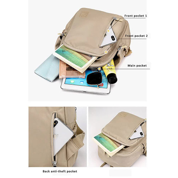 Elosung Dark Green Mini Nylon Multi Compartment Backpack Lightweight And Stylish Everyday Bag Women Backpacks