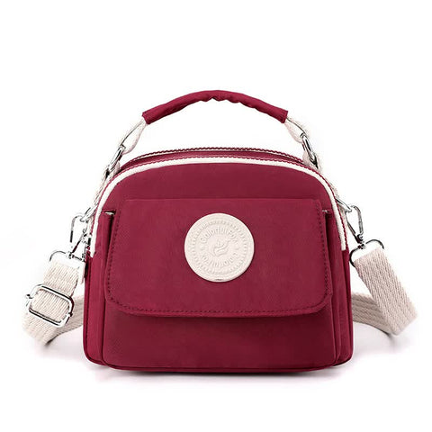 Elosung Red Compact Nylon Crossbody Bag Stylish Versatile Shoulder Purse Women's Bags & Handbags