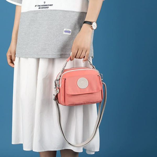 Elosung Red Compact Nylon Crossbody Bag Stylish Versatile Shoulder Purse Women's Bags & Handbags