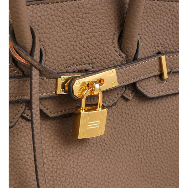 Elosung Red Elegant Pu Leather Handbag With Lock Decoration Structured Tote Bag For Women Women's Bags & Handbags