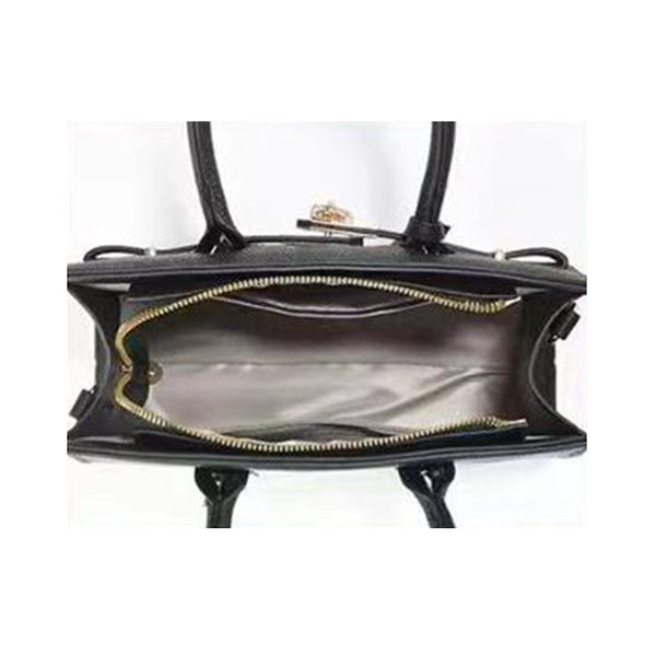 Elosung Gray Elegant Pu Leather Handbag With Lock Decoration Structured Tote Bag For Women Women's Bags & Handbags