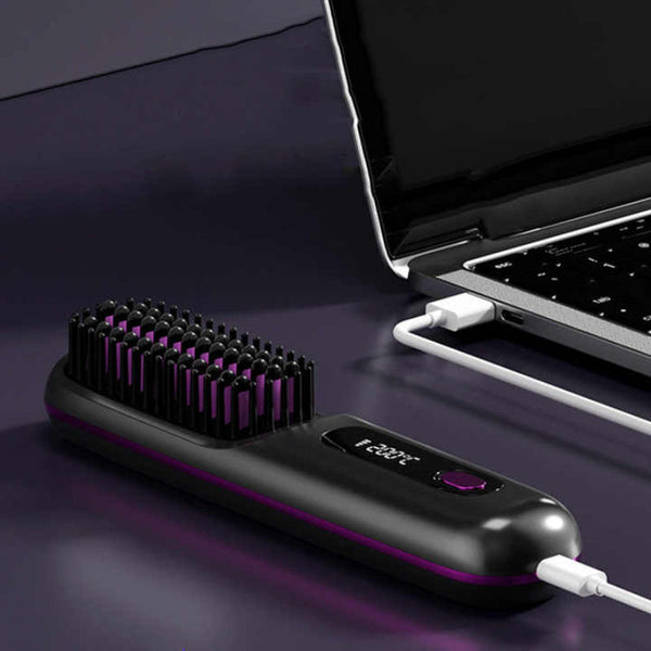 Elosung White Wireless Hair Straightening Brush Compact Rechargeable Styling Tool Straightening & Curling Irons