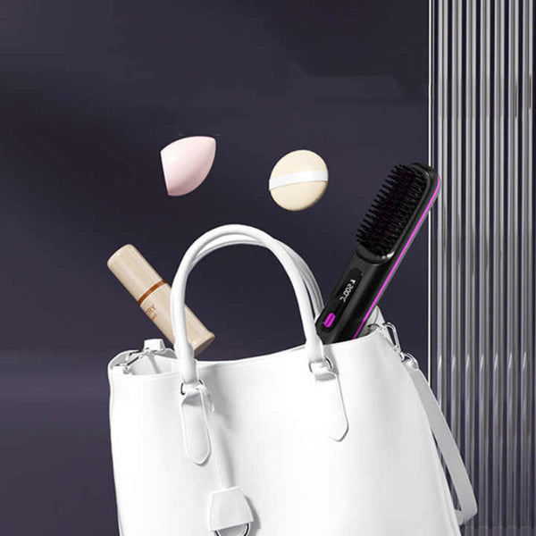 Elosung White Wireless Hair Straightening Brush Compact Rechargeable Styling Tool Straightening & Curling Irons