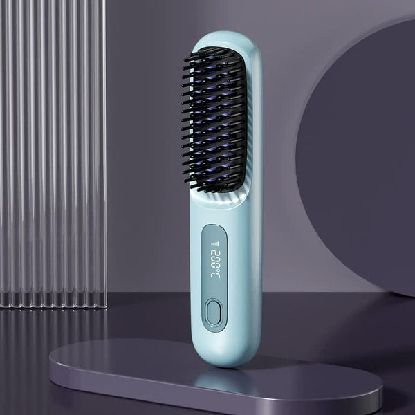 Elosung Blue Wireless Hair Straightening Brush Compact And Rechargeable Styling Tool Straightening & Curling Irons