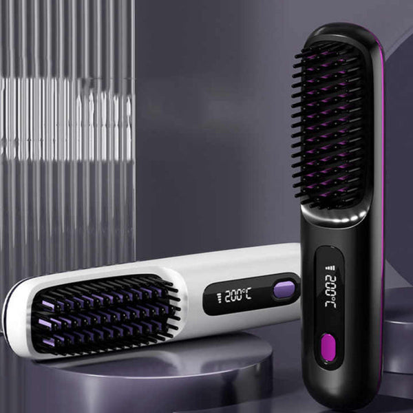 Elosung Blue Wireless Hair Straightening Brush Compact And Rechargeable Styling Tool Straightening & Curling Irons