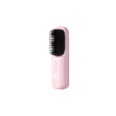Pink Rechargeable Wireless Hair Straightening Brush Sleek And Portable Styling Tool Brushes & Combs