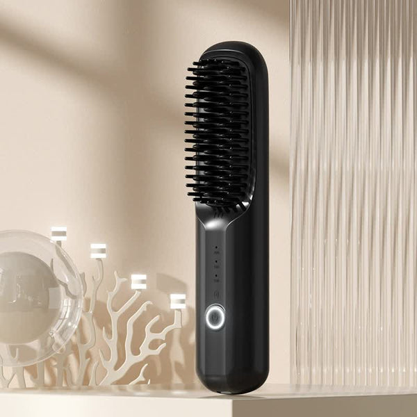 Elosung Black Rechargeable Wireless Hair Straightening Brush Sleek And Portable Styling Tool Straightening & Curling Irons