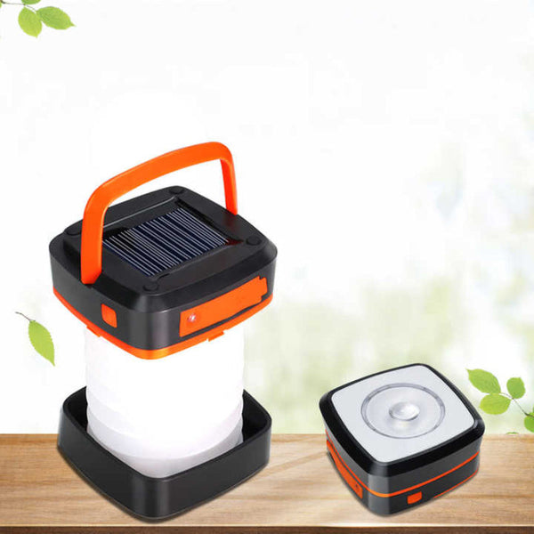 Orange Collapsible Portable Solar Led Camping Lantern With Usb Charging Lanterns