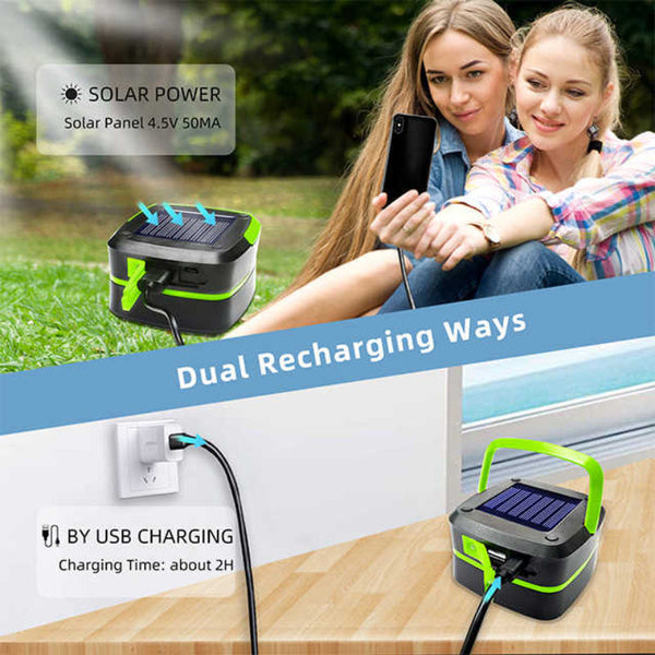 Green Collapsible Portable Solar Led Camping Lantern With Usb Charging Lanterns