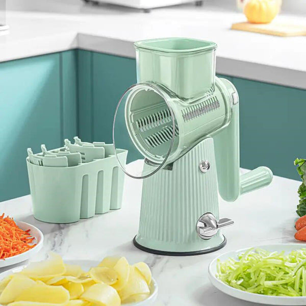 Green Multifunctional Manual Rotary Vegetable Slicer With 10 Blades Safe And Easy To Use Peelers & Slicers