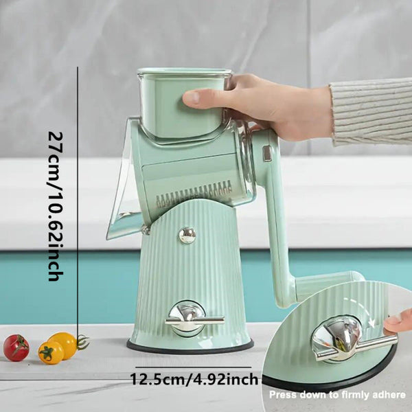 Green Multifunctional Manual Rotary Vegetable Slicer With 10 Blades Safe And Easy To Use Peelers & Slicers