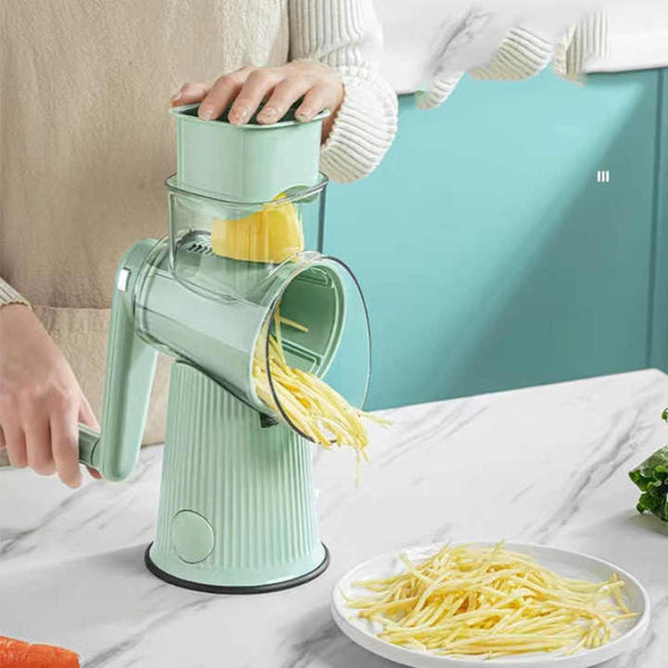 Elosung White Multifunctional Manual Rotary Vegetable Slicer With 10 Blades Safe And Easy To Use Peelers & Slicers
