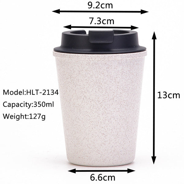 White 350Ml Wheat Straw Double Layer Coffee Cup Eco Friendly And Lightweight Vacuum Flasks & Mugs