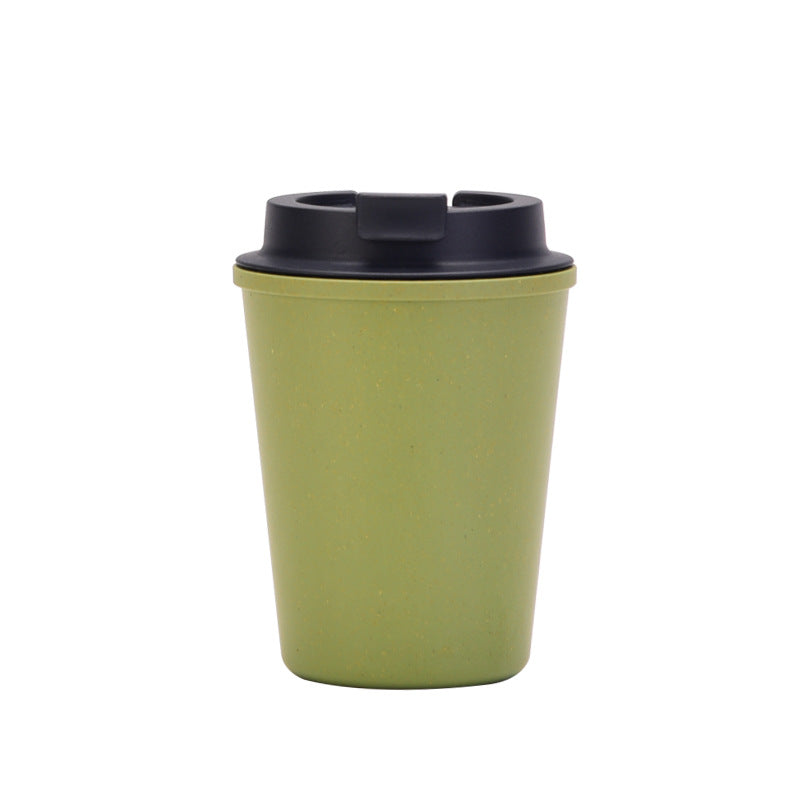 Green 350Ml Wheat Straw Double Layer Coffee Cup Eco Friendly And Lightweight Mugs
