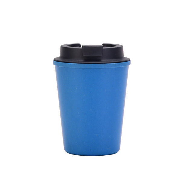 Elosung Blue 350Ml Wheat Straw Double Layer Coffee Cup Eco Friendly Lightweight Mugs