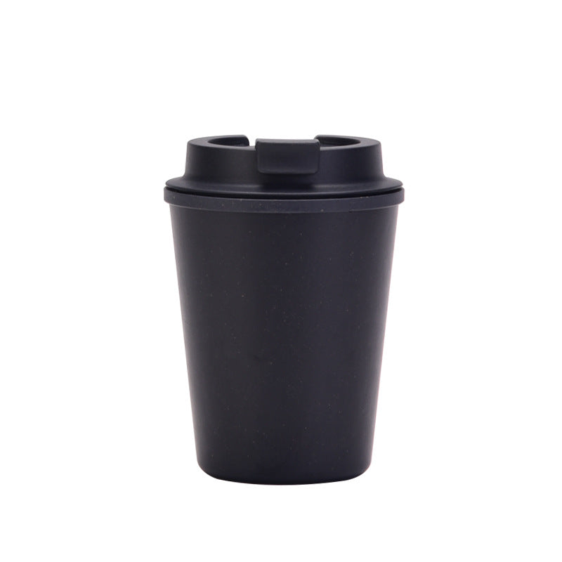 Elosung Black 350Ml Wheat Straw Double Layer Coffee Cup Eco Friendly Lightweight Mugs