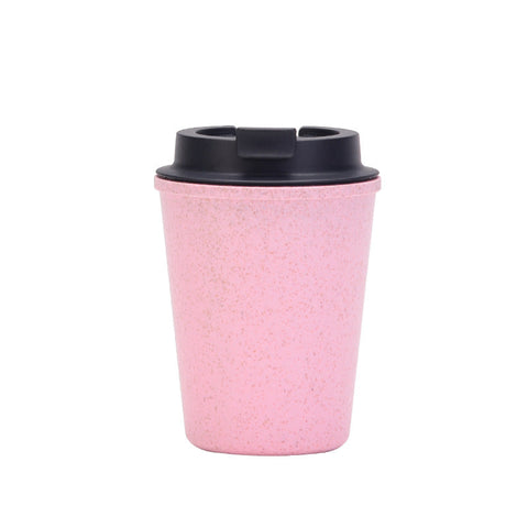 Elosung Pink 350Ml Wheat Straw Double Layer Coffee Cup Eco Friendly Lightweight Mugs
