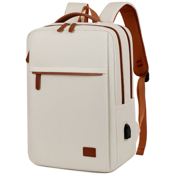 Elosung Off White Waterproof Business Backpack 31L Capacity Stylish And Versatile Women Backpacks