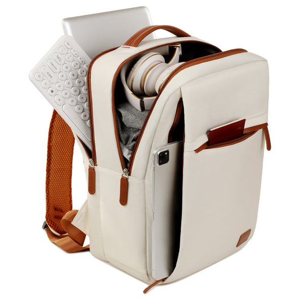 Elosung Off White Waterproof Business Backpack 31L Capacity Stylish And Versatile Women Backpacks