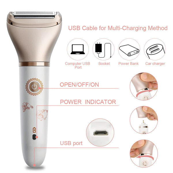 Elosung Elegant Rechargeable Electric Lady Shaver With Replaceable Head Portable Grooming Solution Women's Shavers