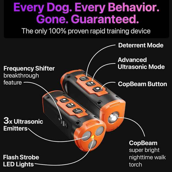 Elosung Gray Multifunctional Ultrasonic Dog Repeller & Flashlight Long Range Sos Emergency Light Ultrasonic Pest Repellers