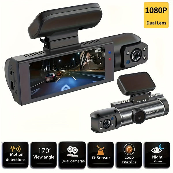 Elosung 1080P Dual Dash Cam With Night Vision G Sensor Motion Detection Loop Recording Rear View Monitors/Cams & Kits