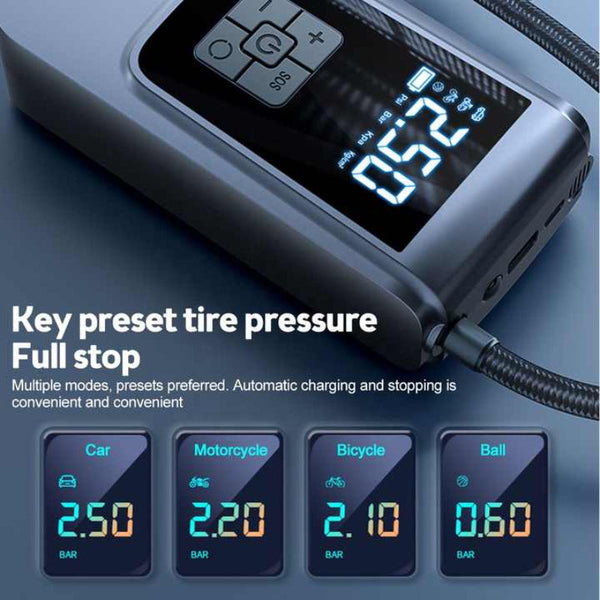 Digital Tire Inflator Pump With Lcd Display Type C Charging And 150 Psi Max Pressure Air Compressors