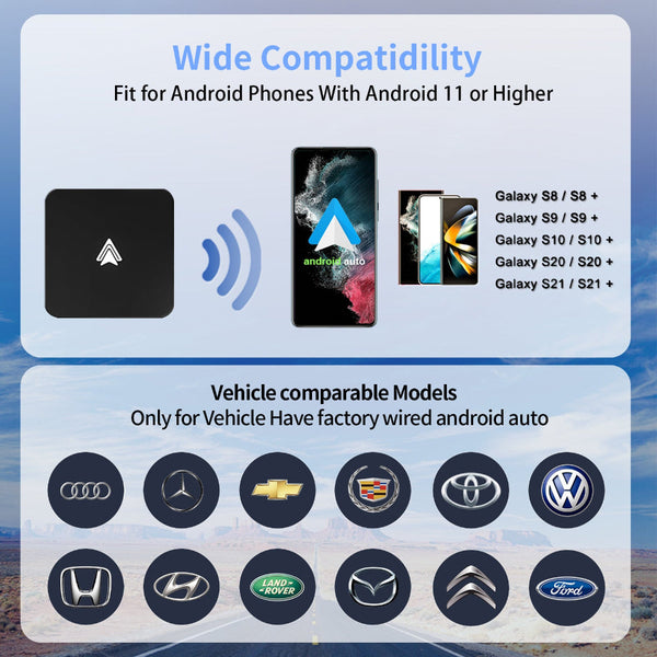 Car Wireless Android Auto Adapter Transform Wired To Bluetooth 5.0 & 5G Wifi Switches & Controls