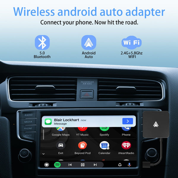 Car Wireless Android Auto Adapter Transform Wired To Bluetooth 5.0 & 5G Wifi Switches & Controls