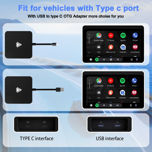 Car Wireless Android Auto Adapter Transform Wired To Bluetooth 5.0 & 5G Wifi Switches & Controls