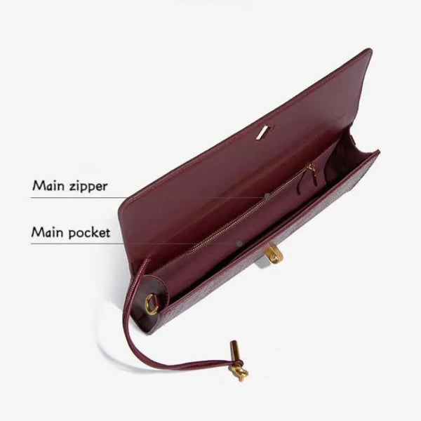 Wine Red Pu Leather Clutch Bag Snake Print Crossbody Handbag Women's Bags & Handbags