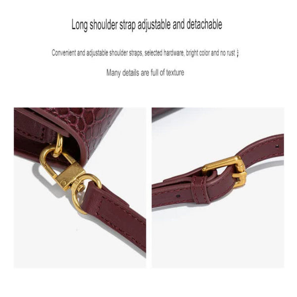 Wine Red Pu Leather Clutch Bag Snake Print Crossbody Handbag Women's Bags & Handbags