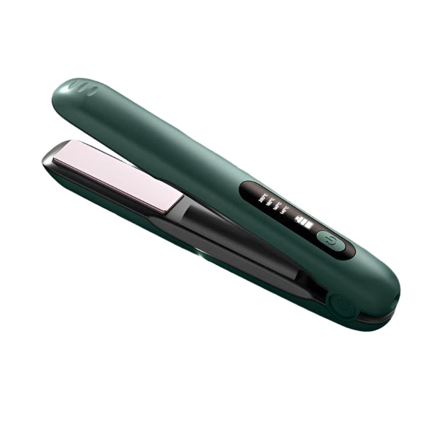 Green Wireless Rechargeable Hair Straightener With 5000Mah Battery Design & Temperature Straightening & Curling Irons