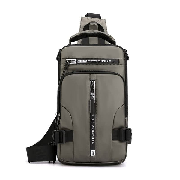 Elosung Khaki Compact Multi Function Nylon Chest Bag Stylish And Practical Bags