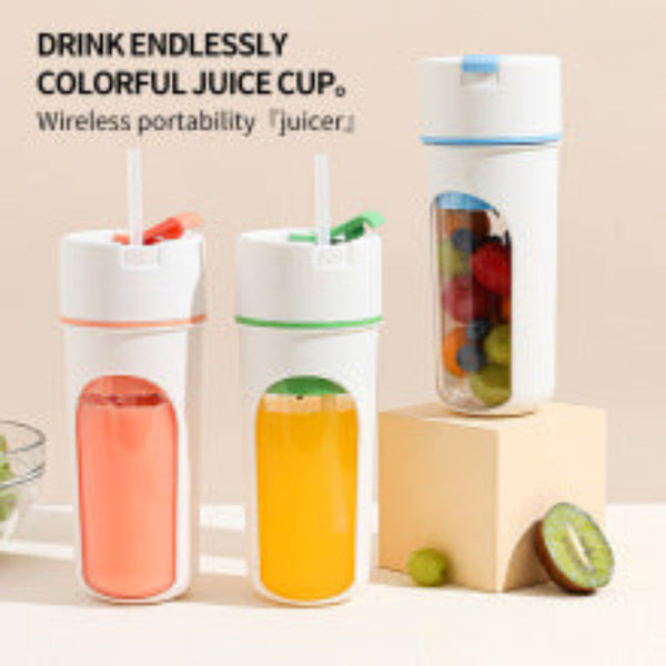 Green Usb Rechargeable Juicer Bottle 2 In 1 Blender And Drink Cup 480Ml Handheld Blenders