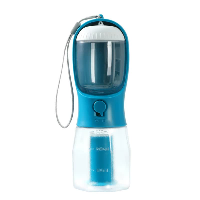 Elosung Indigo 3 1 Portable Pet Water Bottle With Food Storage And Waste Bag Dispenser 300Ml Capacity Dishes Feeders & Fountains
