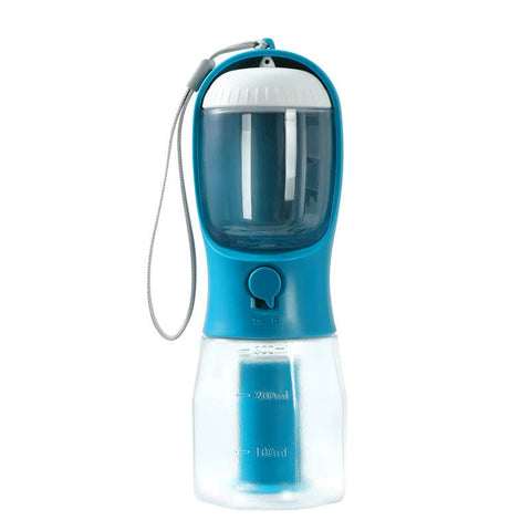 Elosung Indigo 3 1 Portable Pet Water Bottle With Food Storage And Waste Bag Dispenser 300Ml Capacity Dishes Feeders & Fountains