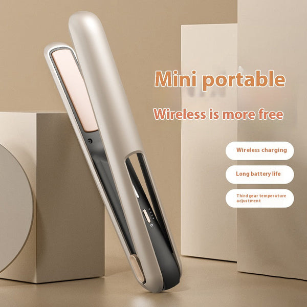 Elosung Champagne Gold Wireless Usb Charging Hair Straighteners Volume Two In One Straightening & Curling Irons