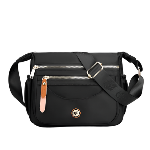 Black Nylon Crossbody Bag With Multiple Compartments Compact And Stylish Design Women's Bags & Handbags